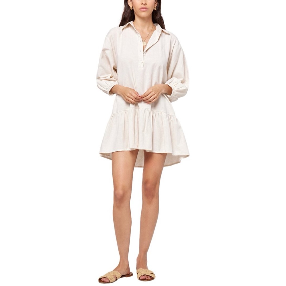 L*Space Oversized Newport Dress in Cream Linen - Size Medium